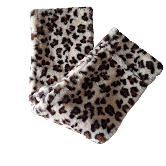 Emanuel Geraldo Tan Brown Black Double Ply Faux Fur Infinity Scarf Size 8" x 62" - Picture 2 of 12